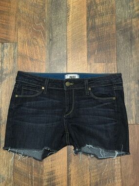 Paige Jimmy Jimmy Raw Hem Cut Off Denim Jean Shorts Dark wash Size 27